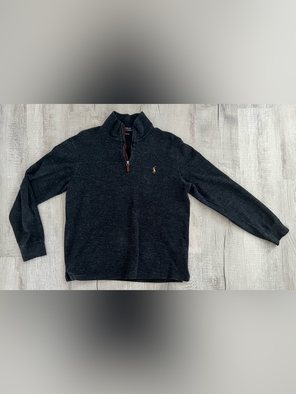 Polo by Ralph Lauren Men’s Dark Charcoal Quarter-Zip Sweater